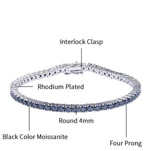Rhodium Plated Moissanite Bracelet
